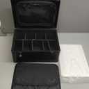 CHENGLIN Makeup Case with Lighted Mirror – Waterproof Travel Train Case, Cosmetic Organizer with Adjustable Dividers, Magnetic LED Mirror, Portable Makeup Suitcase for Women, Black