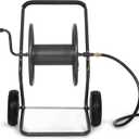 Backyard Expressions 2Wheel Garden Hose Reel Cart, Portable HandCrank Hose Reel, RustResistant Hammertone Gray Finish, Brass Connectors