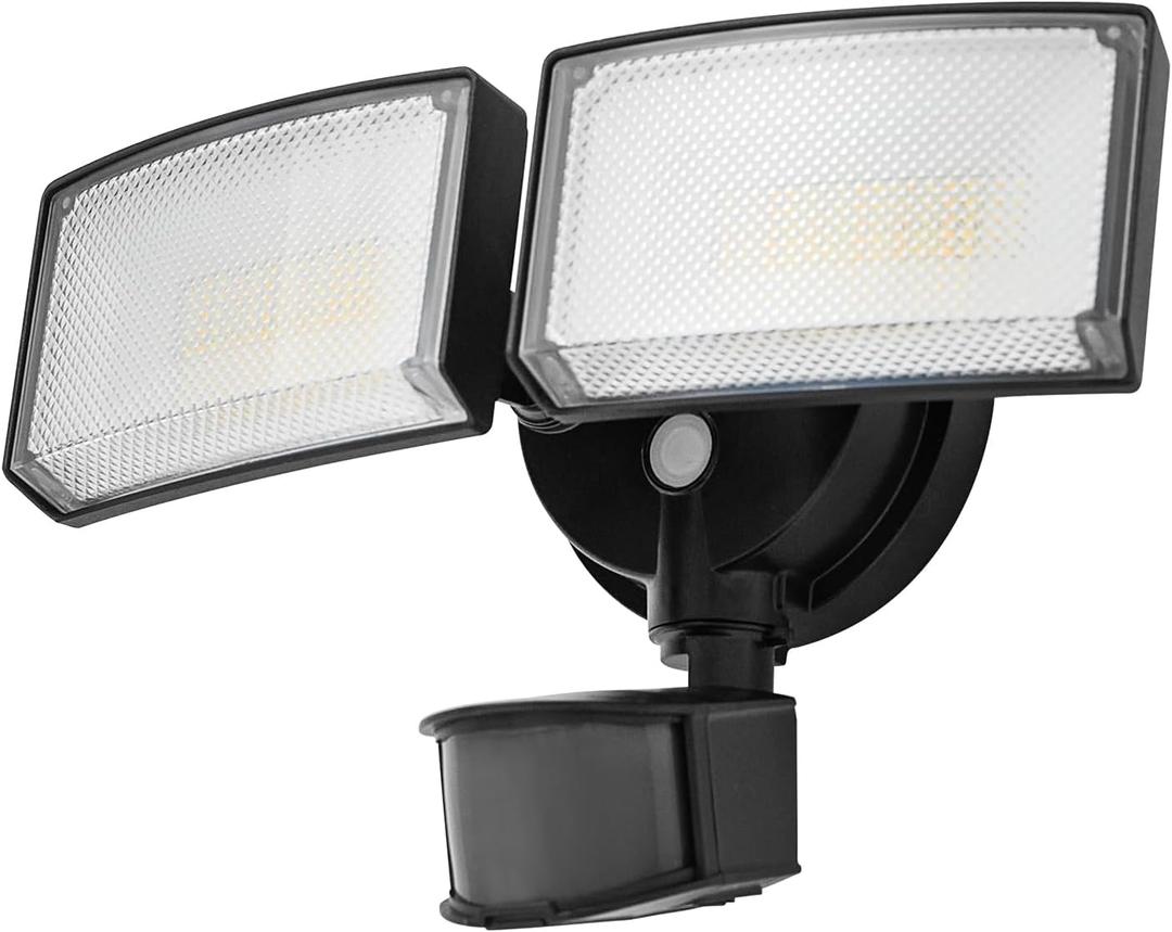40W 4000 Lumen LED Security Lights with Motion Sensor Outdoor, 3000K/5000K Light, IP65 Waterproof, Dusk to Dawn, Dual-Head Motion Detected Flood Wall Light for Garage Yard Porch (Black)