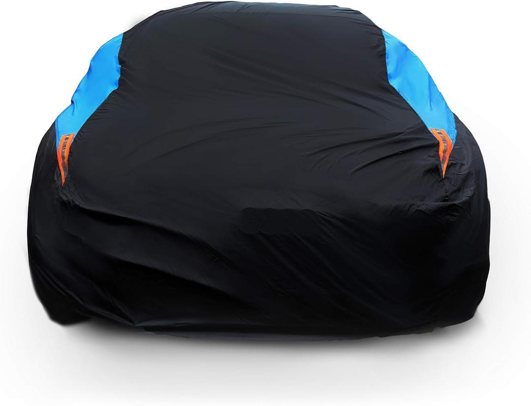 MORNYRAY Waterproof Car Cover All Weather Snowproof UV Protection Windproof Outdoor Full Coupe/Cabrio Car Cover, Universal Fit for (Fit Coupe/Cabrio Length 204-217 inch, Blue)