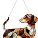 Dachshund Window Hanging Decor Suncatcher, Stain Acrylic Window Ornament, Animal Memorial Gifts, Handcrafted Sun Catchers Decor for Indoor Outdoor Garden (S 5.9 * 5.1 in)