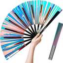 Fans for Line Dancing - Boots on The Ground Hand Fan - Large Clack Hand Rave Fan - Holographic Folding Popping Line Dance Fan - Foldable Handheld Clacking Fans - Dance Enthusiasts Gift (Light Blue)