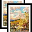 Wood 16x20 Frame Set of 2 with 14x18 Mat, for 40 x 50cm Diamond Art Painting, Display Picture 14 x 18 with Mat or 16 x 20 without Mat, Large 40x50 Picture Frame for Wall Hanging, Black, 2 Packs