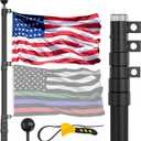30FT Telescoping Flag Pole for Outside House, Extra Thick Telescopic Flagpole with USA Flag, Inground Outdoor Use, Camper RV, Residential & Commercial, Complete Hardware & Top Ball (Black)