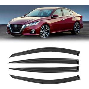 Rain Guards for 2019-2025 Nissan Altima, Out-Channel Window Visor Shields Vent Deflector Shade Wind Dark Smoke 2020 2021 2022 2023 2024 19 20 21 22 23 24 25, Tape-On Outside-Mount, 4PCS