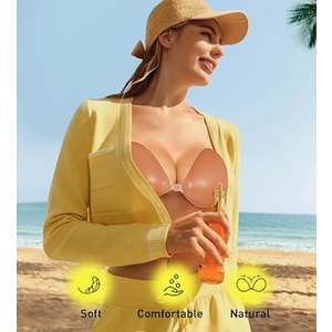 Niidor Adhesive Bra Strapless Ultra Sticky Invisible Push up Silicone Bra Multiple Colors Sizes Reusable for Backless Dress