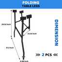 29" Heavy Duty Folding Table Legs Set of 2 - Commercial Banquet Foldable Legs for Kitchen DIY, Pedestal Folding Table Legs for Desk Repair & Home Furniture (Black Steel) (23.43 x 31.3 x 29.02 inch)