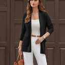 GRACE KARIN Long Cardigans for Women, Long Sleeve Open Front Cardigan Sweaters, Lightweight Spring Jacket with Pockets (Black, L)