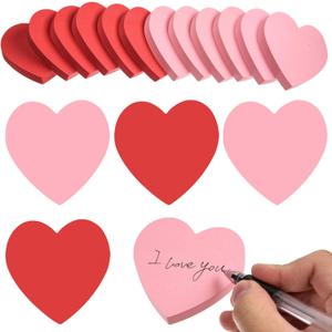 1200 Sheets Heart Shaped Sticky Notes 3x3 Inch Red Pink Sticky Notes Cute Sticky Memo Pads Self Stick Note Pads for Office School Business Valentine Supplies, Removable and Easy to Post