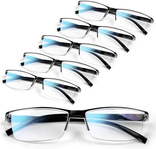 6 pack Executive Style Reading Glasses Men - Durable Readers with 99% Blue Light Blocking - Comfortable Fit with TR90 Frames +2.75