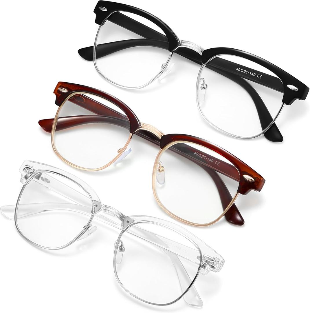 racico Blue Light Glasses for Men & Women - Mixed Material + Metal Frames with UV Protection Coating (*A1 Matte Black/Tea/Clear)