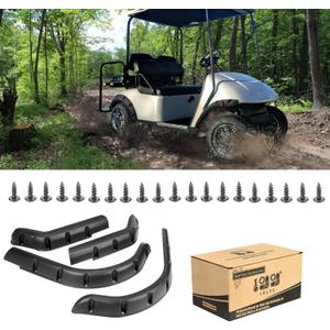 10L0L Front Rear Fender Flares for EZGO TXT 1996-2013 Golf Cart with Factory Body Kit (Not Fit Modified Golf Carts), Includes Stainless Steel Mounting Screws, Pack of 4