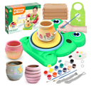 Pottery Wheel for Kids - Complete Pottery Painting Kit Arts and Crafts for Kids Ages 8-12 with 3 Pack Air Dry Clay Art Supplies Toys for Girls Boy Birthday Gift for 6 7 8 9 10 11 12+