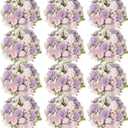 Tigeen Artificial Flowers Artificial Peonies Silk Flowers Faux Peony Fake Peony Silk Hydrangea Bouquet for Wedding Table Centerpiece Floral Vase Decor(Light Purple,12 Bundles)