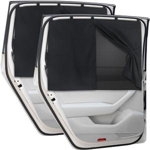 Car Window Shades, 2 PCS Magnetic Double Layer Auto Sun Shade for Side Windows Privacy Full Covers/Half Shade Options Back Car Window Curtains for Baby Protection