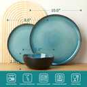 Pokini Ceramic Dinnerware Sets for 6, 18pcs Plates and Bowls Sets Dish Set | Stoneware Dishware sets, Microwave & Dishwasher Safe, Cereal Bowls and Dinner Plates Set, Stackable Dishes Set, Green Black
