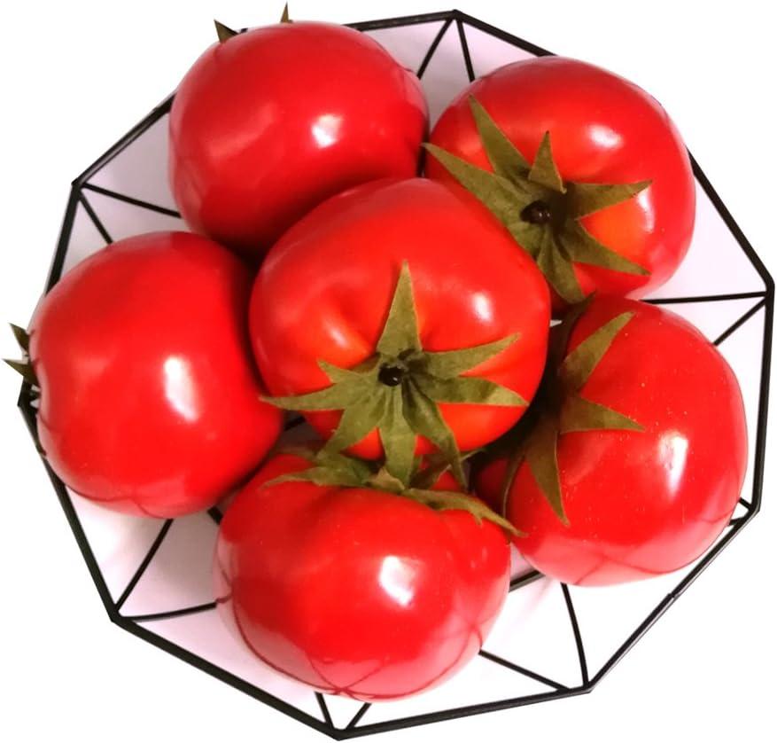 6pcs Fake Tomato Artificial Vegetables Artificial Fruits Vivid Red Tomato for Home Fruit Shop Supermarket Desk Office Restaurant Decorations Or Props