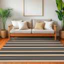 KOZYFLY Striped Front Door Mat 4x6 Ft Brown and Black Front Door Rug Cotton Washable Indoor Outdoor Rug Large Doormats Outdoor Striped Area Rugs for Kitchen Entryway Front Porch