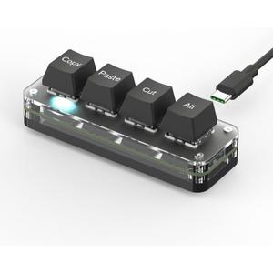 4-Key Cut Copy Paste Select-All Keyboard, Macro Keypad Ctrl A X C V HotSwap One Handed Mechanical Gaming Keyboard, Backlit OSU Keypad for Working and Gaming (Black)