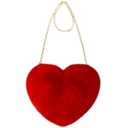 BIBDOO Furry Heart Shaped Purse for Women Cute Girls Shoulder Bag Crossbody Handbag (Black)