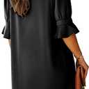 KISSMODA Summer Dresses for Women 2026 V Neck Ruffle Short Sleeve Casual Boho Shift Dress (Black, M)