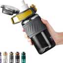 TKK 15oz Sports Water Bottles with Removable Straw Durable BPA Free Tritan Bottles Leak-Proof Water Bottles for School, Fitness, Gym, Outdoor, Grey