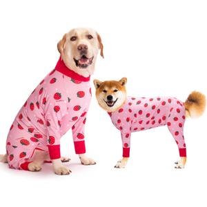Dog Recovery Suit After Surgery Female Male, Medium Large Dog Neuter Shirt Cone Alternatives Prevent Licking Surgical Onesies (Strawberry, 2XL)