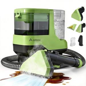 AAOBOSI Portable Carpet Cleaner Machine, 17Kpa Upholstery Steam Cleaner with Smart Voice Prompting, Self-cleaning, 4 Tools for Pets, Car, Couch and Stairs- C688, Green