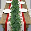 Christmas Cedar Garland for Staircase Real Touch Droopy Bendable Lifelike Faux Xmas Garlands for Decoration Christmas Green Pine Mantle Garland Thanksgiving Table Decorations Outdoor Indoor (60 INCH)
