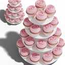 BLISSUR 2 Pack White 4 Tier Cupcake Stand Tower, Cardboard Holder for Parties (White)