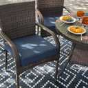 19x19x3 Inch Outdoor Square Corner Chair Cushions with Ties Set of 2, Water&Fade Resistant Thick Seat Cushion Pads for Garden Patio Dining Porch Furniture - Navy Blue