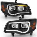 ELH 500% Brighter LED Projector Headlight Assembly Fit For 2011-2018 Dodge Grand Caravan/2008-2016 Chrysler Town & Country Headlamp
