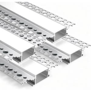 LEDLightsWorld Plaster-in Aluminum LED Profile, 4 Pack 3.3ft/1M Aluminum Profile with Milky Diffuser for 20mm LED Strip, Trimless Plaster Channel for Ceiling and Wall