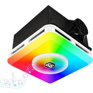 Bathroom Exhaust Fan with Bluetooth Speaker and LED Light, 230 CFM Quiet Vent Fan, 7-Color RGB Lighting & 3CCT Lighting, App and Remote Control, Smart Bathroom Exhaust Fan, Easy Install