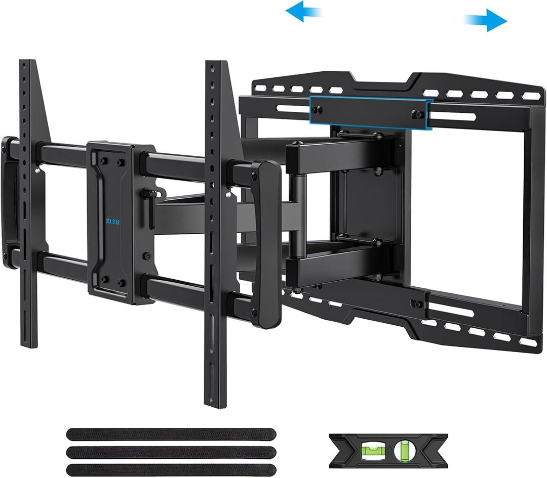 USX STAR 32-90" Full Motion Sliding TV Wall Mount, Fits 16" 18" 24" Wood Studs, Wall Mount TV Bracket with Smooth Swivel, Tilt, Extension, Holds up to 150lbs, Max VESA 600x400mm, Fit Most 75 85 86 TVS (Off Center Movable 32-90inch)