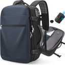 Vacuum Backpack Travel Expandable Compression Carry On Backpack with Vacuum Pump, Water-Resistant TSA Lock Travel Bag, 17" Laptop Backpack for Men Women, Business Airplane Flight Luggage, Navy Blue
