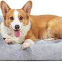 Maihandasi Square Medium Dog Bed Washable - Fluffy Cat Bed, Waterproof Anti-Slip Plush Pet Sofa, Chew Proof Vibrant Life Dog Bed for Medium Dogs, 32.5x23.5Inch, Grey