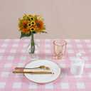 Kesfey 3 Packs Pink Gingham Tablecloth Pink and White Checkered Tablecloths 54 x 108 Inches Disposable Plastic Gingham Tablecovers Waterproof Rectangle Picnic Table Covers for Birthday Party Supplies