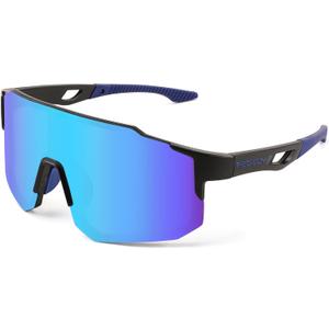 FEISEDY Sports Sunglasses for Men, Women and Teens - Baseball, Biking, Cycling UV400 Protection B2388 (75mm, Black)