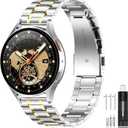 SUPLINK Bands Compatible with Samsung Galaxy Watch 7 6 5 4 Band 40mm 44mm,Galaxy Watch 5 Pro 45mm/6 4 Classic 42mm 46mm 43mm 47mm/Active 2, 20mm Stainless Steel Strap for Women, Silver Gold Size: (Women)ONLY Band-Galaxy7/6/5/4/6 Classic/5 Pro