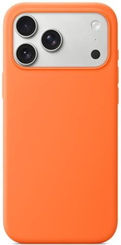 Magnetic Liquid Silicone Case for iPhone 17 Pro Max 6.9",Compatible with MagSafe slim Shockproof Cover with Camera Control Button & Anti-Scratch Lining for iPhone 17 Pro (2025 Release)(Orange)