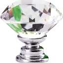 30mm Clear Crystal Glass Diamond Shape Cabinet Knob Drawer Cupboard Pull Handle 12pcs-Pack