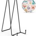 HONGYUTAI 3 Pack 12 Inch Plate Stands for Display Picture - Vinyl Table Top Display, Decorative Metal Frame Holders for Book , Photo and Platter, Tabletop Art, Black