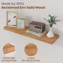 Floating Shelves for Wall Decor, 8" Deep Rustic Solid Elm Wood Floating Shelves Wall Mounted, Wall Shelves with Invisible Bracket for Living Room Bathroom Bedroom Kitchen, 30 Inch Set of 2, Natural