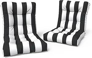 LVTXIII Outdoor Tufted Low Back Cushions Set of 2 Patio Seasonal Replacement Rocking Chair Cushion with Ties, Solid Seat and Back Chair Cushion, 42 L x 21W, Cabana Black