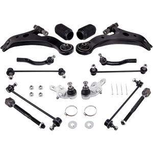 maXpeedingrods 14Pcs Front Lower Control Arm for Toyota Camry 2007-2011 Suspension Kit with Ball Joints Sway Bar End Links Tie Rod End Link Boots (14Pieces)