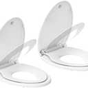 Toddler Toilet Seat Elongated, Toilet Seat with Toddler Seat 2-Pack Family Set, Potty Training Toilet Seat for Children, White Adult Child Seat for Home Bathroom Upgrade (19 inch Elongated)