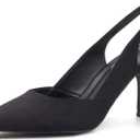 Women's Slingback Kitten Heels Closed Pointed Toe Backless Wedding Party Dress Pumps Shoes (7.5)