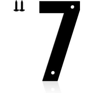 2 x 6" Aluminum House Numbers, Black Metal Address Door Numbers, Metal House Address Number for Outside, Modern Apartment Street Mailbox Number (7)