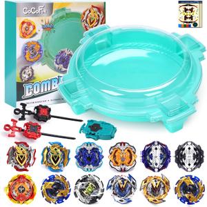 COCOFOX Burst Set, 12 Battling Tops 3 Right-Spin Launcher and 1 Stadium, Toys for 6 Year Old Boys & Girls & Up Green